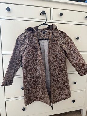 Something Navy Leopard Print Waterproof Hooded Raincoat - Brown & Black